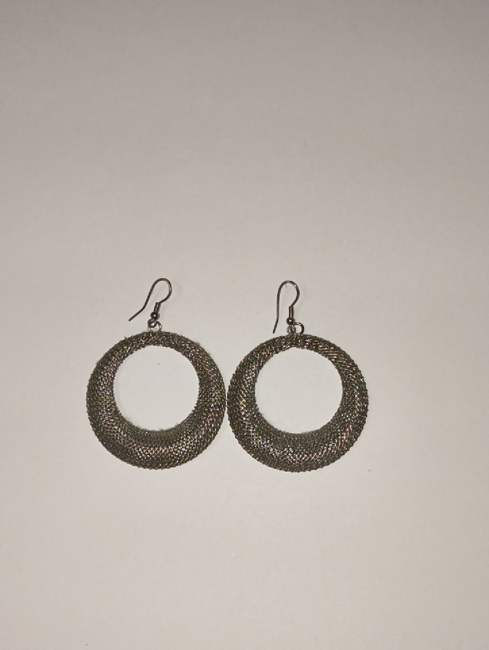Textured Silver Mesh Hoop Earrings for Women